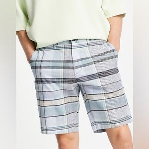 NWT Tommy Hilfiger Harlem Linen/cotton blend Madras Plaid Shorts, 14, MSRP $49